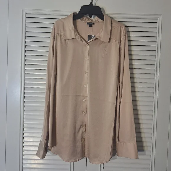 NWT Torrid Madison Satin Button-Up Long Sleeve Shirt Size 1X 14-16 - Picture 5 of 9